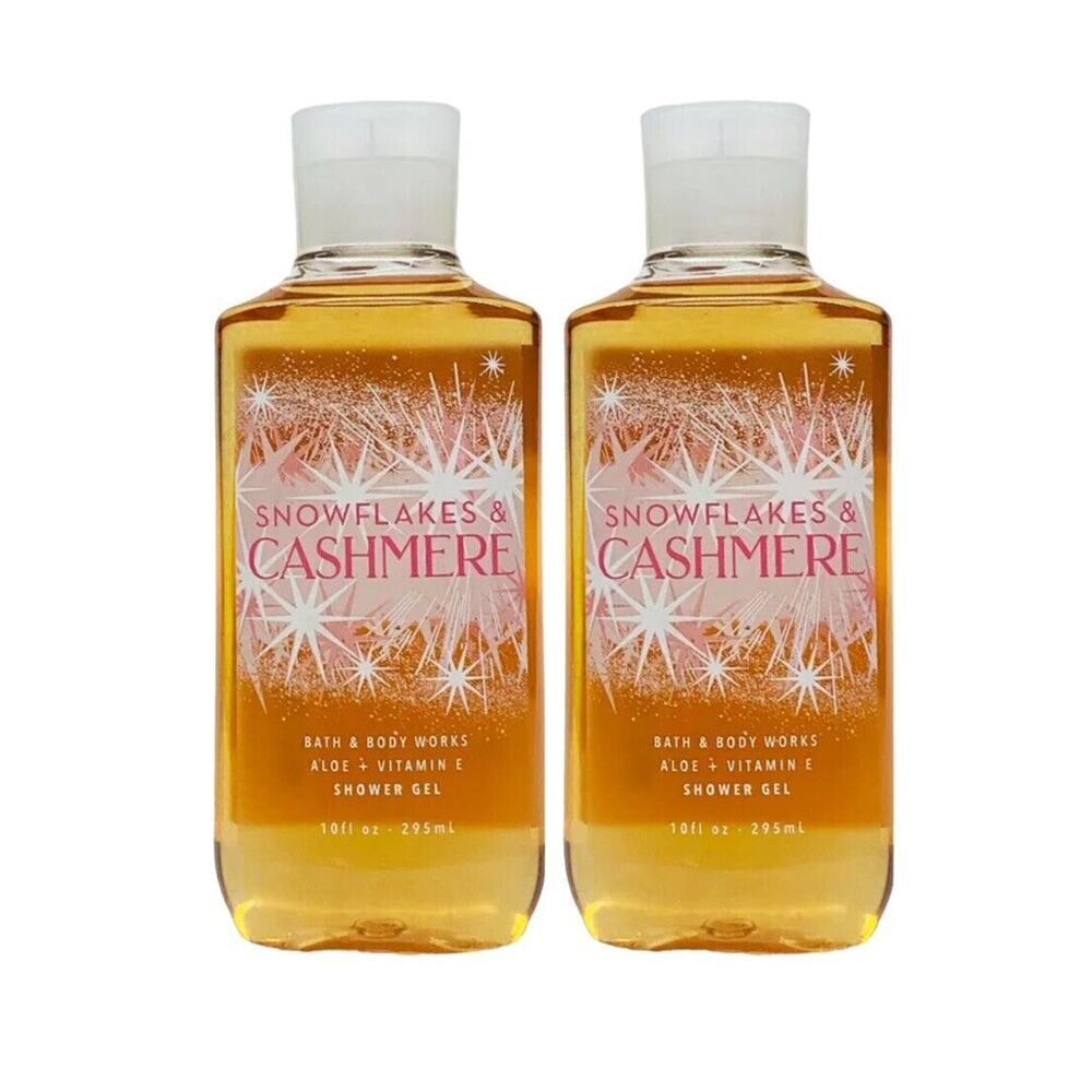 2 Bath & Body Works SNOWFLAKES & CASHMERE Body Wash Shower Gel 10 oz